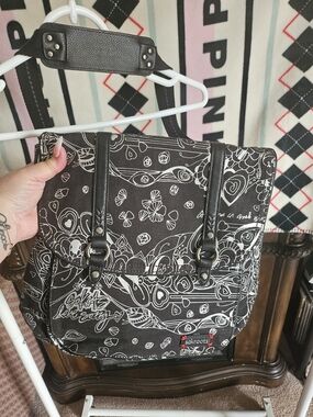 Sakroots Black Graphic Canvas Backpack Tote